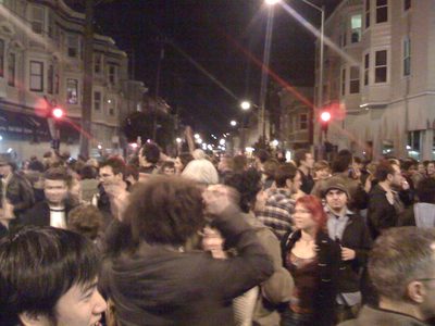 Partying in the intersection of 19th st. and Valencia. ...